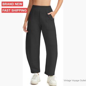 Wide Leg Barrel Pants Elastic Waist Stretch Casual Travel Sweatpants